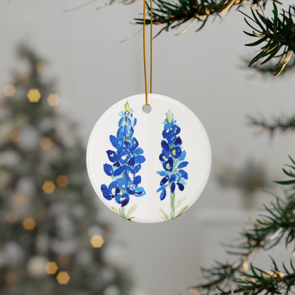 Texas Bluebonnet Ceramic Ornaments, Perfect for Home Decor, Holiday Gifts, Tree Decorations, Eco-Friendly Gift Idea, Nature Lover's Gift