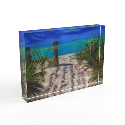 Photo Block, Pastel Sky Painting Original, Blue Skys Beach Water, Coastal Home Decor, Sunset Wall Art, Ocean Wall Hanging, Nautical Gift