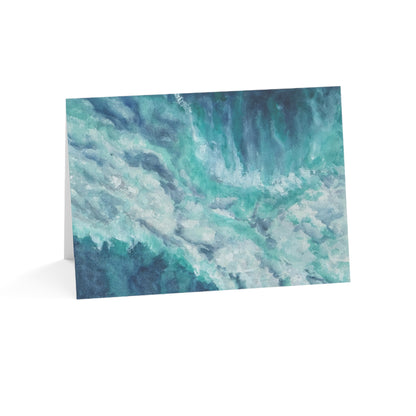Watercolor Ocean Card Blank Greeting Thank You Note Stationery Birthday Gift Beach Theme Coastal Art Turquoise Teal Wave Design Handpainted