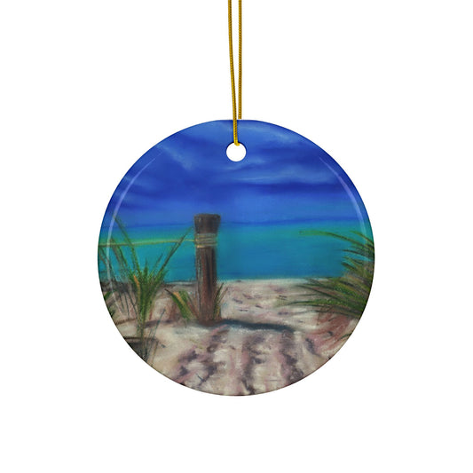 Peaceful Shoreline, Beach Scene Ceramic Ornaments, Perfect for Holiday Tree Decorating, Gifts, Home Decor, Summer Vibes, 2-Sided Print