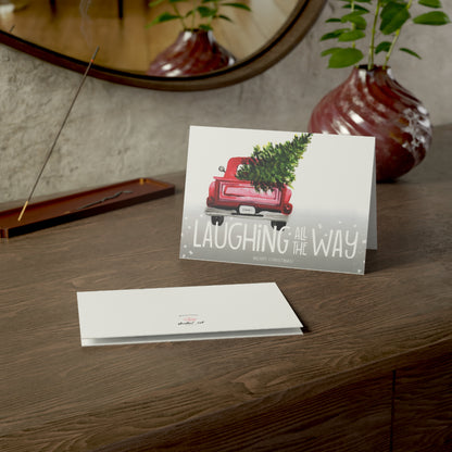 Christmas Greeting Cards + Envelopes, Santa's Red Truck and Tree Design, Sets