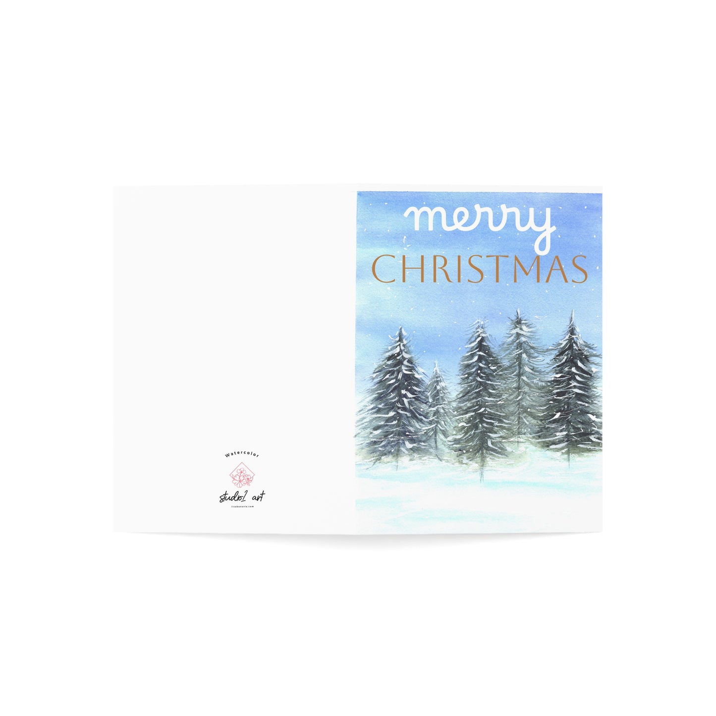Merry Christmas Winter Trees Luxury Greeting Card, Winter Wonderland Christmas Card Pack, Original Art Christmas Cards, Blank Cards.
