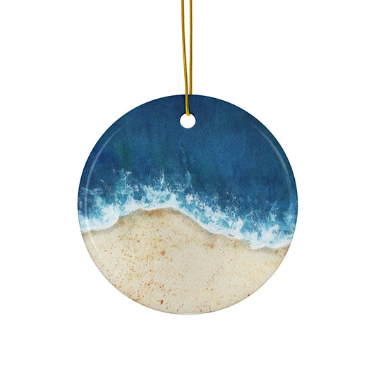 Coastal Ceramic Ornaments -Deep Blue 2, Beach Wave Decor, Perfect for Holidays, Wedding Favors, Home Decor, Gift Tags, Tree Ornaments