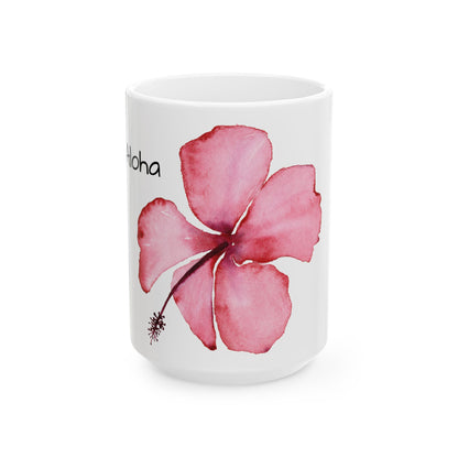 Hibiscus Floral Ceramic Mug - Aloha Coffee Cup, Gift for Friends, Summer Drinkware, Tea Lover's Mug, Tropical Kitchen Decor