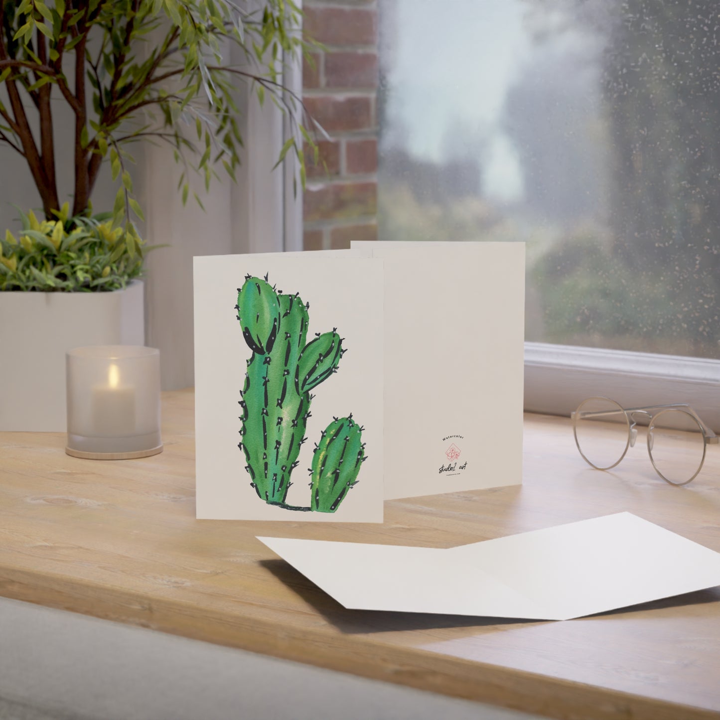 Succulent Watercolor Painting Card, Cactus, Greeting Card Set, Get Well, Just Because or BIrthday fun, Original Art Thoughtful Card.
