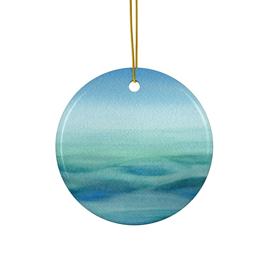 Ocean Waves Ceramic Ornaments - 2-Sided Print, Holiday Decor, Tree Decorations, Gift Tags, Beach Theme, Seasonal Celebration