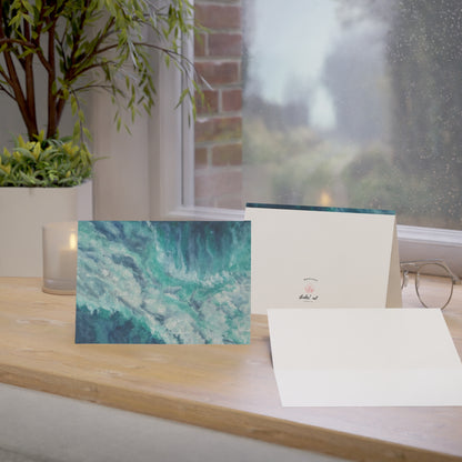 Watercolor Ocean Card Blank Greeting Thank You Note Stationery Birthday Gift Beach Theme Coastal Art Turquoise Teal Wave Design Handpainted